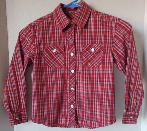 Covington Boy's Red Plaid Long Sleeve Stretch Button Up Shirt Size 5-6 EUC - Bild 15 von 15