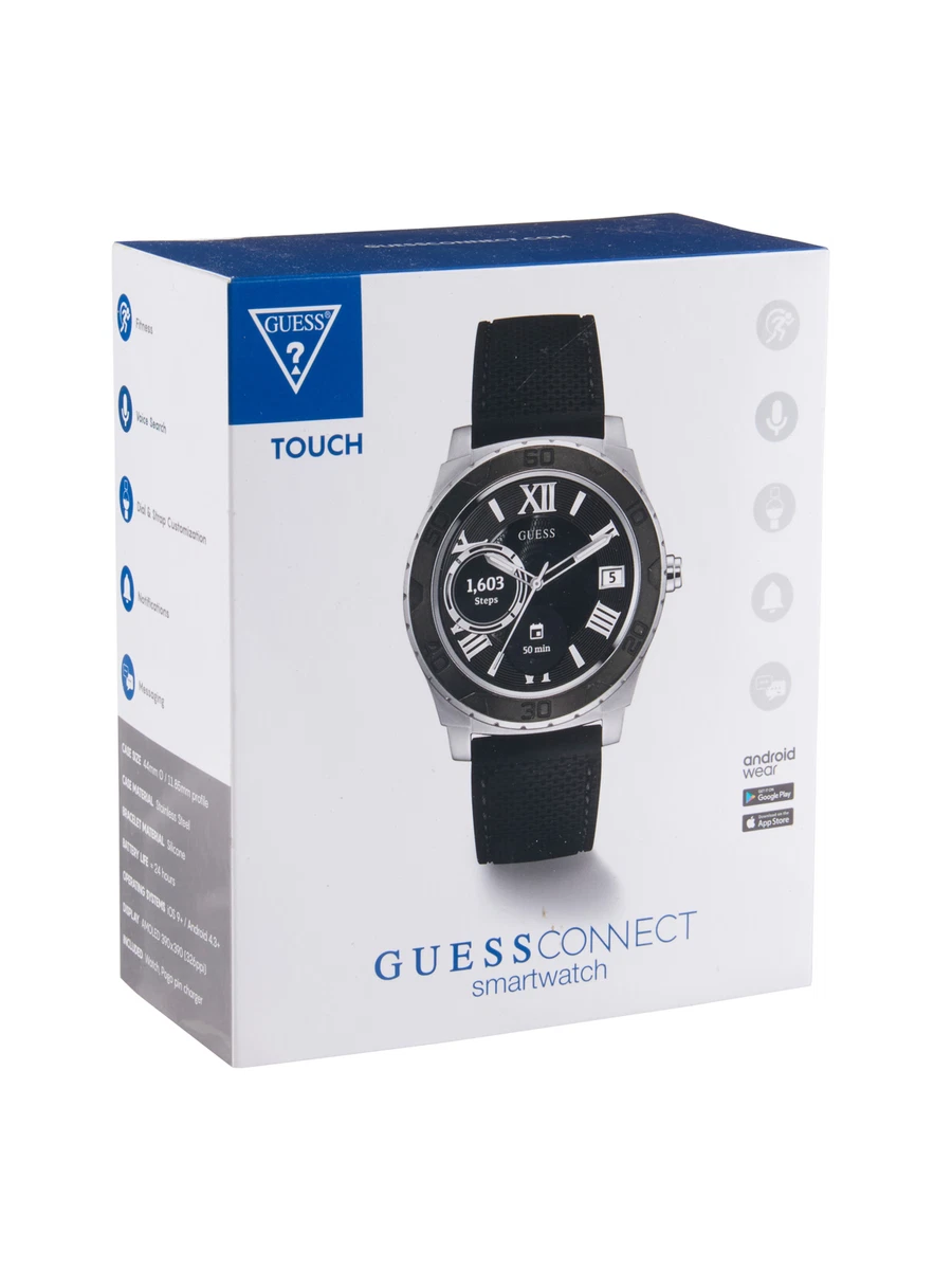Guess Men s Connect Smart Watch Silver Black eBay