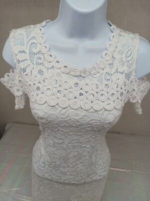 ambiance white lace dress Juniors Ambiance Medium White Lace Dress