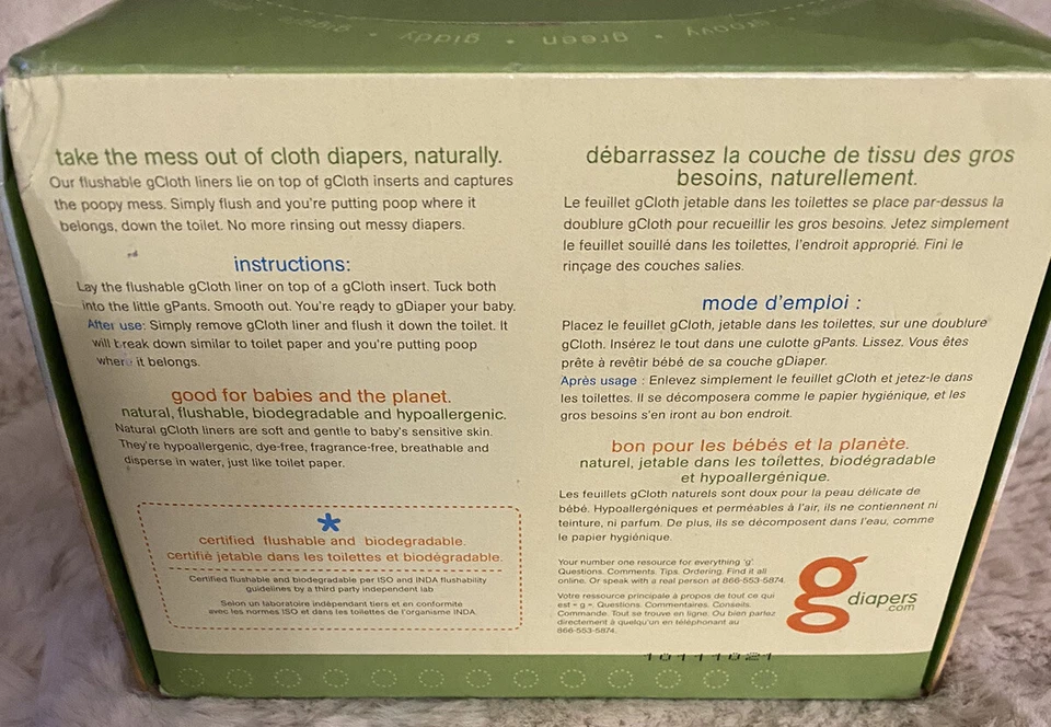 NUEVO gDiapers Caja De 105 Caja De Forros De Tela Sin Abrir Foto 3 de 4