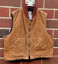 Carhartt Duck Canvas Vest V02 Mens 2XL Quilted Lining Light Brown