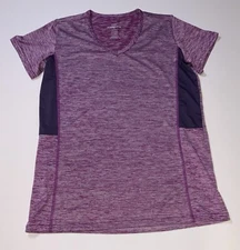 Real Essentials Women's Top Small V-Neck Active Workout Shirt Lavender Heather