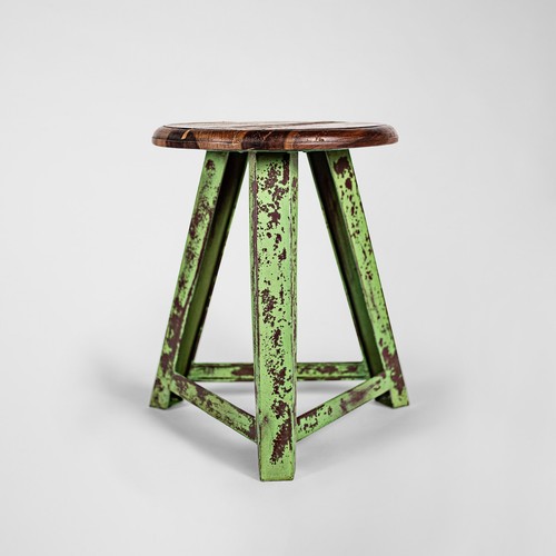 Hank the Tank – Handmade Industrie-Design Hocker aus Metall mit Holzsitz in vint - Picture 2 of 8