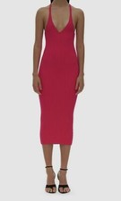  295 Helmut Lang Women's Pink Rib Midi Racerback Tank Dress Size Small