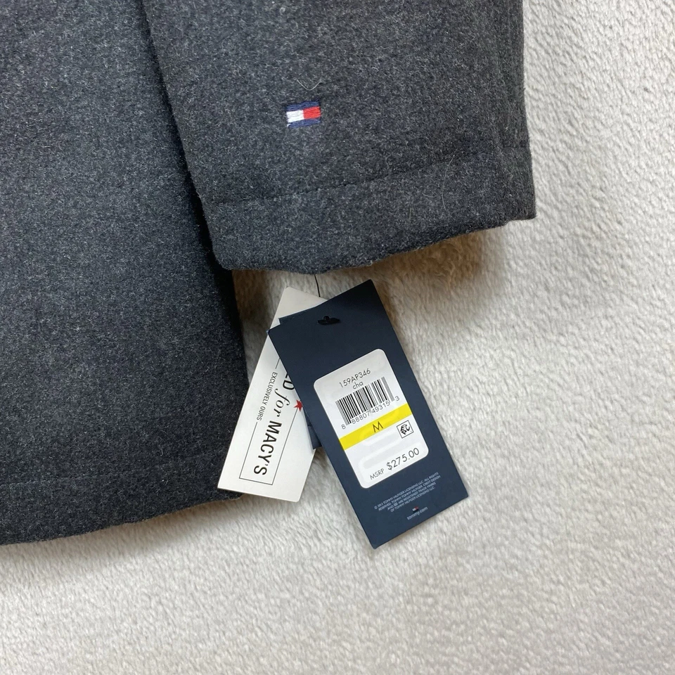 Tommy Hilfiger Wool Melton Walking Coat Puffer Lined Jacket Mens M Gray NWT $275 - Image 3 of 4