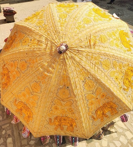 Large Handmade Cotton Umbrella Outdoor Sun Shade 72'' Parasol Garden Lawn - Picture 4 of 6