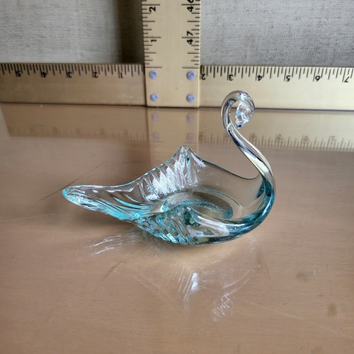 Vintage Klarglas Schwan Aschenbecher Figur Kunst Dekor 3" x 4" UdSSR Russland - Bild 3 von 8