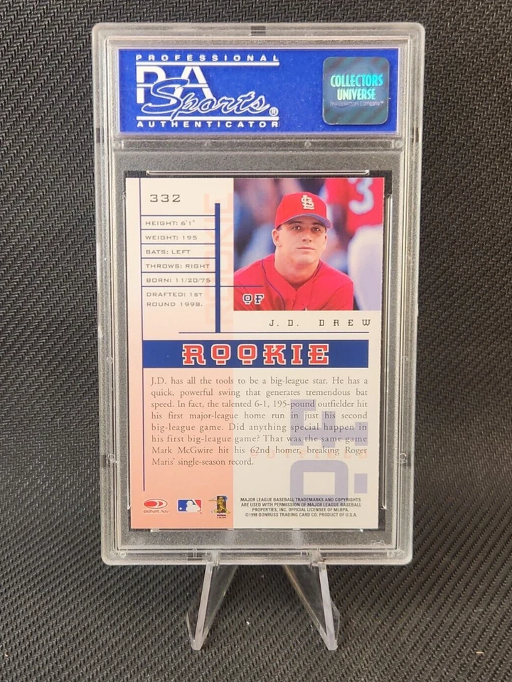 1998 J.D. DREW RC ROOKIE LEAF ROOKIES & STARS - #332 CARDINALS PSA 8 - Image 2 of 2