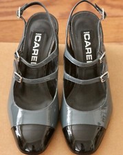 Carel Paris Gray  Black Patent Leather Mary Janes Slingbacks EU 36 US 6/UK 4 