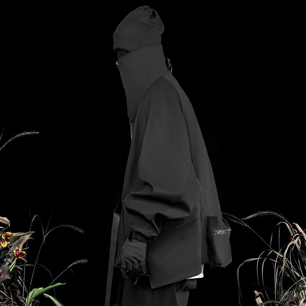 Niepce Men's Triple Zipper Winter Jacket Techwear Coat with Straps