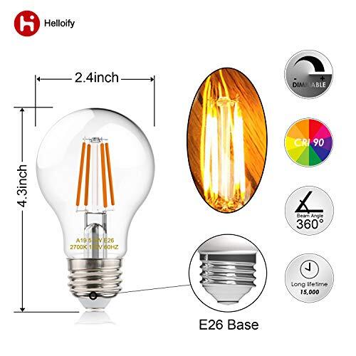 A19 Led Filament Bulbs 60 Watt Equivalent Edison Vintage Dimmable Energy Efficie