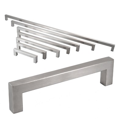 Square Bar Pull Stainless Steel Kitchen Cabinet Handle - Multi Size and Colors