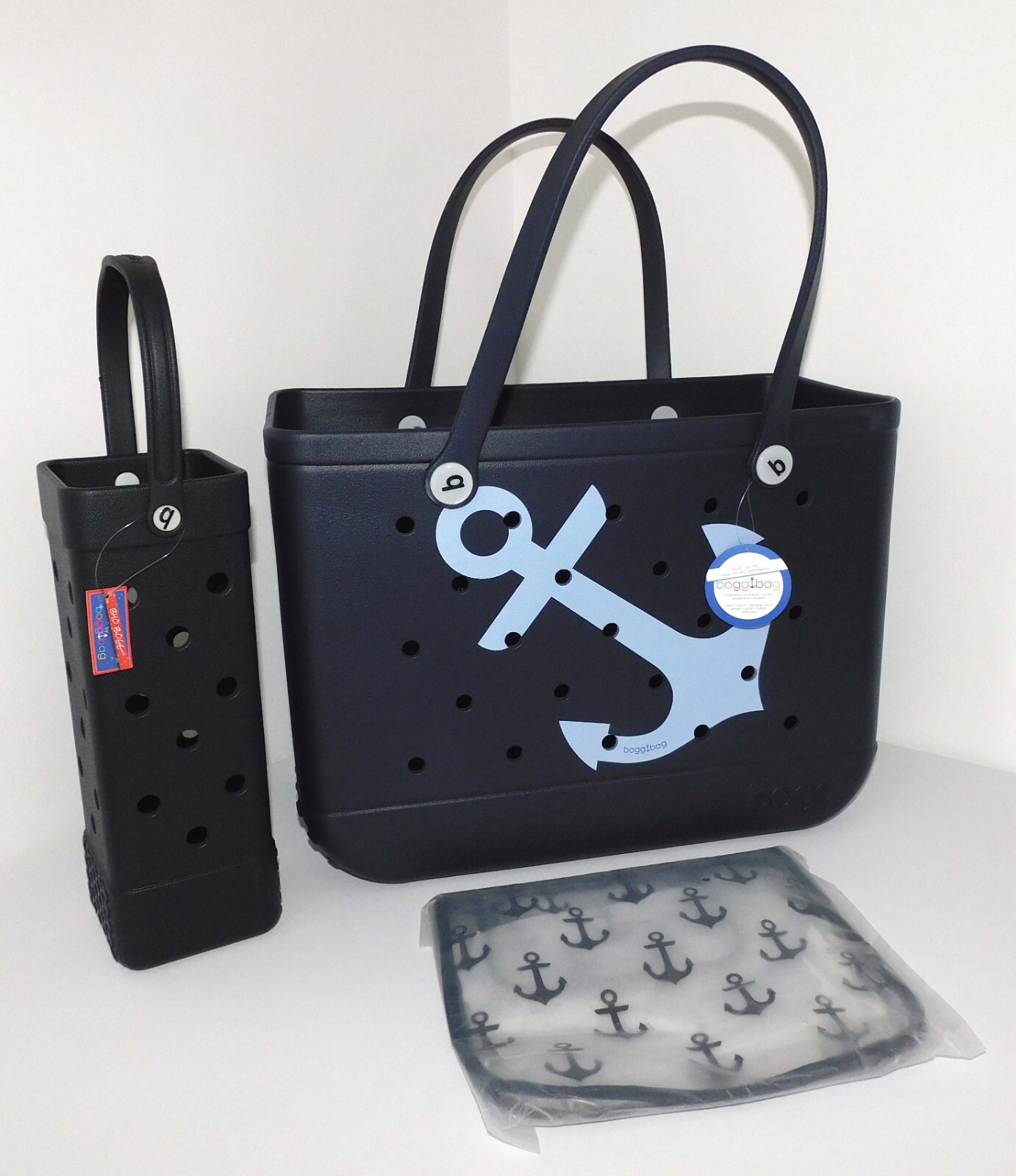 Original Bogg Bag XL ANCHORs aweigh HUGE Tote Beach Bag w/Wine Tote NEW