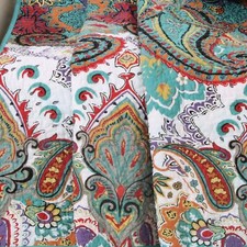 NEW CHIC BLUE TEAL AQUA PURPLE RED TROPICAL GLOBAL BOHO SOUTHWEST QUILT SET