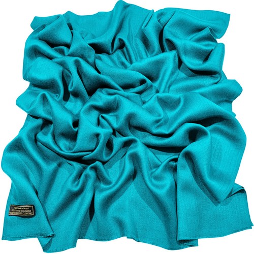 CJ Apparel Turquoise Solid Color Nepalese Fringe Shawl Seconds Wrap Pashmina NUEVO - Imagen 2 de 11