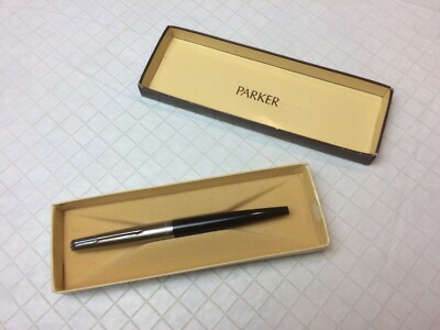 Vintage Parker 45 Black Fountain Pen With Brushed Steel Cap Made in ...