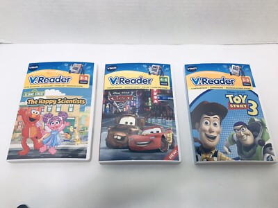 Lot Of 3 Vtech V.Reader Learning Book Video Game Cartridge Toy Story 3, Cars SS