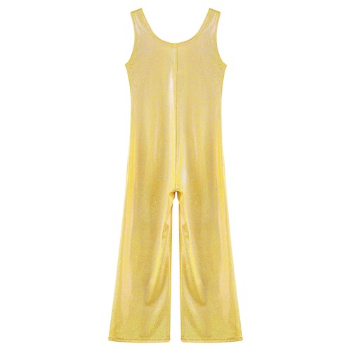 Kids Girl's Bodysuit Workout Rompers Gymnastics Leotard Metallic Jumpsuit Stage - Picture 29 of 92