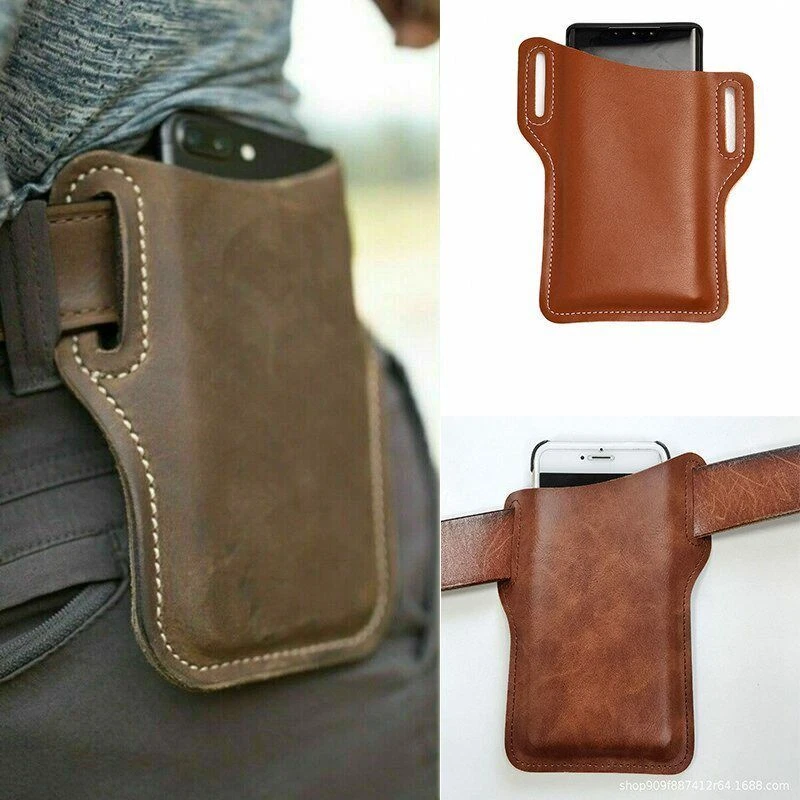 Cinturón de teléfono celular para hombres Cartera de cuero Paquete Bolso Lazo Cintura Funda Estuche Foto 3 de 4