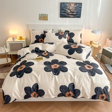 Flower Kids Duvet Cover Set, 100 Cotton Bedding for Boys Girls Teens, Cartoon