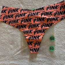 Pink By Victoria  s Secret Large Orange No-Show Halloween Thong Panties