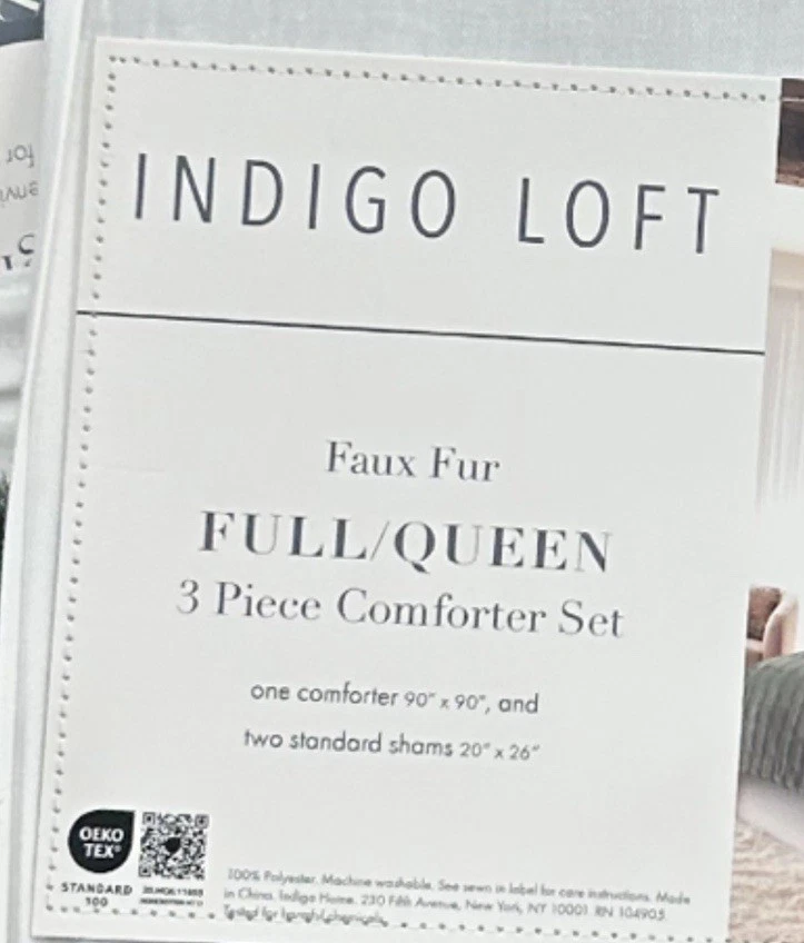 "Juego de edredón índigo loft de piel sintética verde completo/reina 90""x90"" 3 piezas" Foto 3 de 3