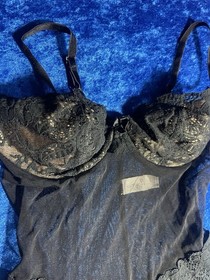 Vintage Victorias Secret Lingerie Size 34c Black Mesh Lace Romper Bodysuit