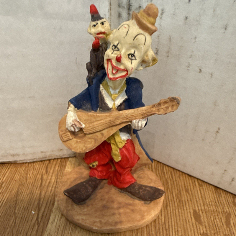Resin Clown Figurine Hand Painted Multicolor Circus Music Theme Painted