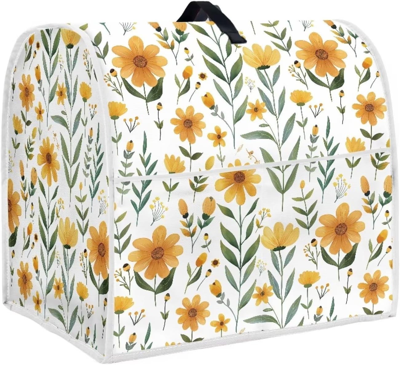 Kitchen Aid Dust Cover with Front Pockets - Yellow Floral Stand Mixer Protect...