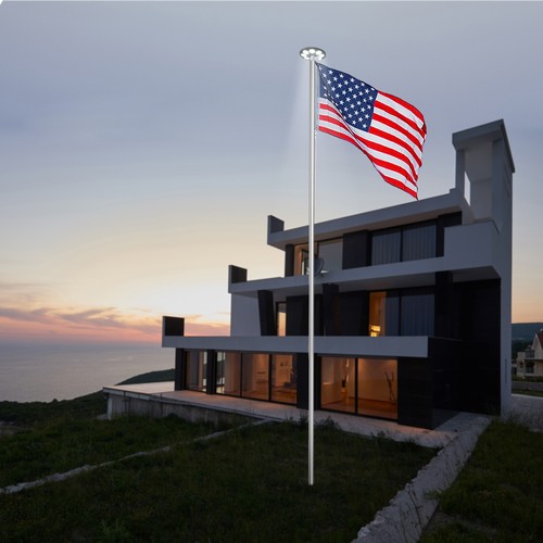 Yescom Bravery 20Ft Sectional Flag Pole with 136 LED Solar Light US Flag Garden - Picture 11 of 11