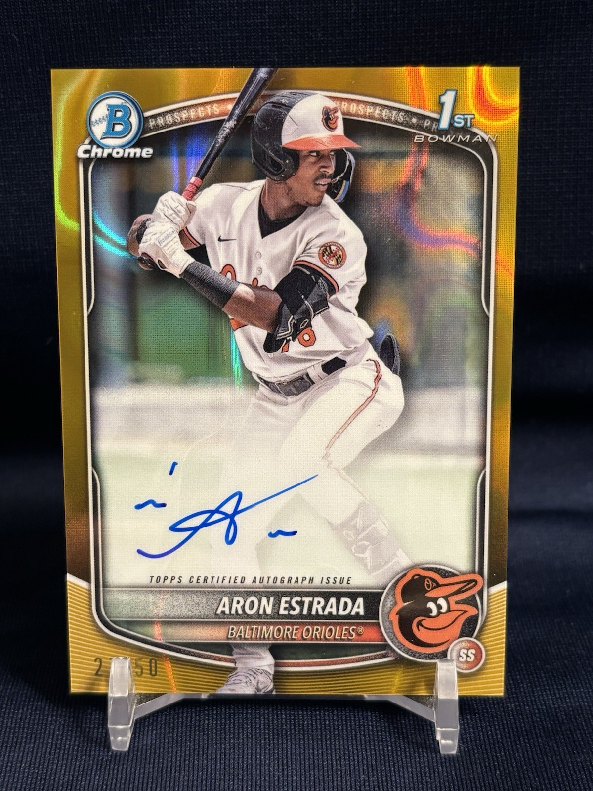 2025 Bowman Chrome Aron Estrada 1st Bowman Gold Lava Auto /50 #CPA-AES Orioles