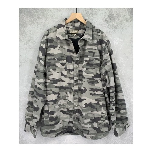 Duluth Trading Co Jacket Mens 2XL Tall Gray Camo Lined Canvas Workwear Shacket - product listing photo