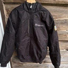 Snap-on Black Hooded Zip-Up Jacket Polyester USA Flag Patch Size M J17-00030
