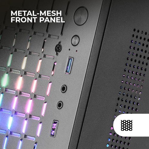 Case PC Micro ATX Mars Gaming Black con 2 Ventole FRGB – Gaming Desktop Mid Towe - Foto 2 di 6