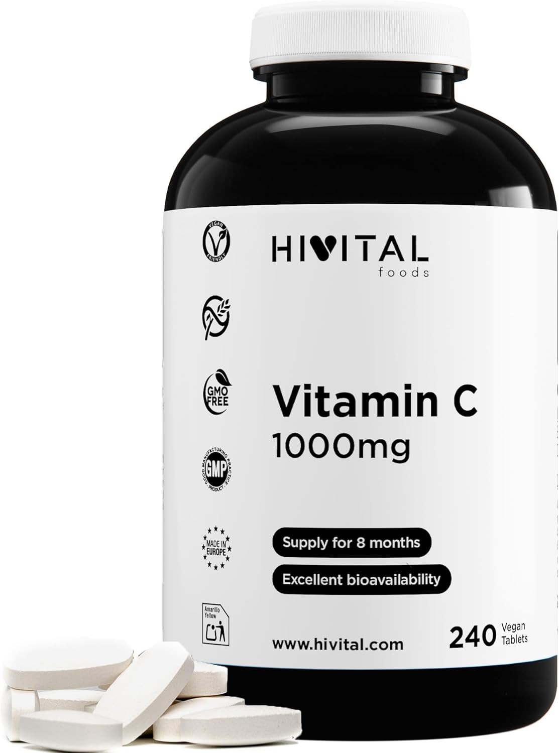 Integratore Vitamina C 1000mg Alto Dosaggio - 240 Cpr Antiossidante Sport