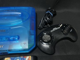 Sega Genesis 2 CUSTOM Console Bundle ~ Translucent Blue 🔥~ Cleaned & Tested