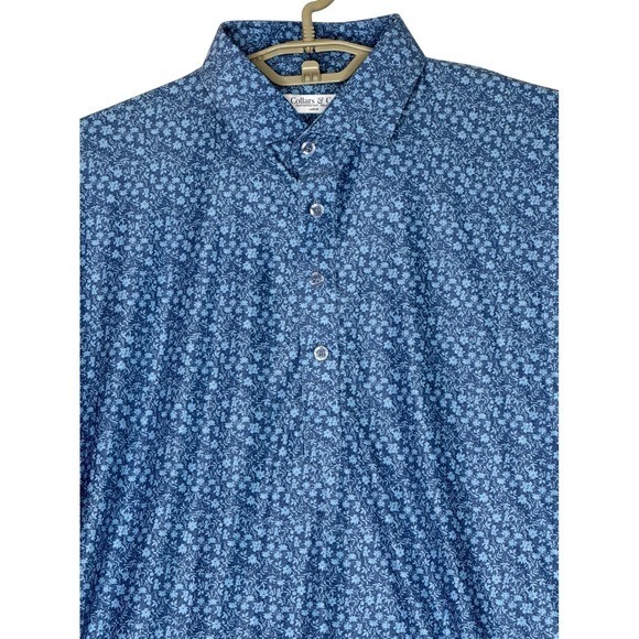 NWOT Collars & Co Floral Featherweight Relaxed Polo Shirt Large Dress Collar