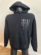 AMIRI Paint Drip Logo Hoodie – Black – Size XL – Made in USA