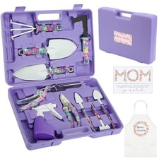 Gardening Gifts for Mom Kit with Purple Flower Print,Garden Hand Tool Set mom
