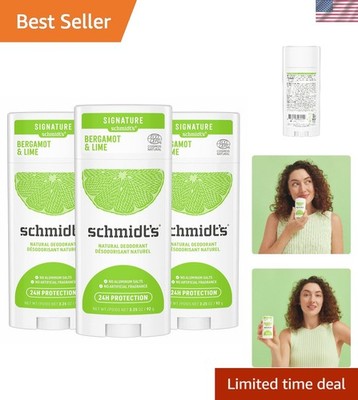 Cruelty-Free Bergamot Lime Deodorant for All, 3x3.25 oz Sticks - Aluminum Free