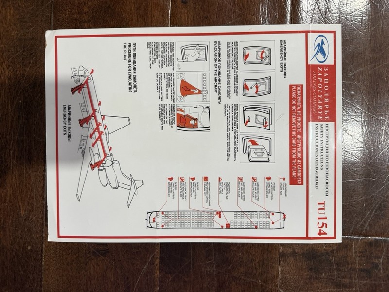 ZAPOLYARYE AIRLINES COMPANY TU 154 Safety Card