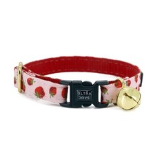 Cat Collar with Bells - Breakaway for Kittens Small Strawberry-Collar Only