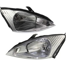 Driver And Passenger Side Headlights For Ford Focus 2000-2002 Halogen W Bulbs