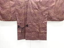 7723454: JAPANESE KIMONO JAPANESE DOCHUGI COAT / TSUMUGI / WOVEN STRIPE