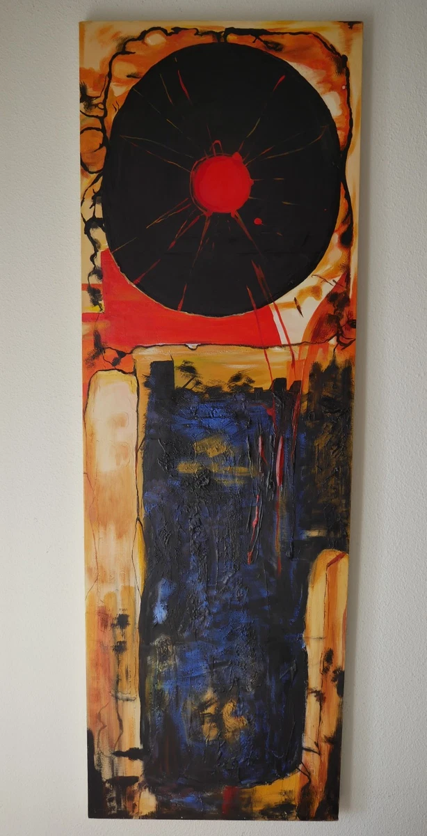 Original abstract painting acrylics on canvas  50 x 151 cm signed by the artist