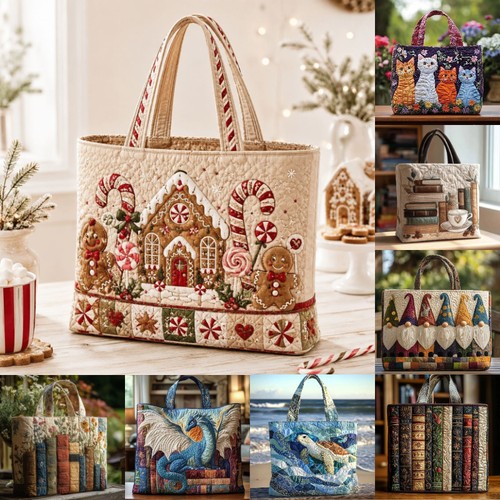 Lady Girl Lightweight Women Quilted Tote Bag Canvas Shoulder Large capacity Bag