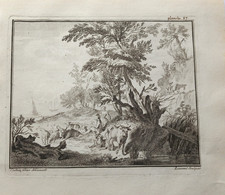 18thC. FRENCH PASTORAL LANDSCAPE, by LAURENT after COCHIN THE YOUNGER