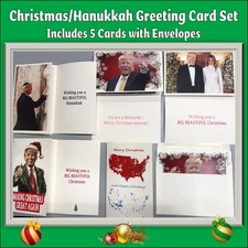 Donald  Trump 5 Greeting Cards Set Christmas Hanukkah Holiday MAGA Gift Funny
