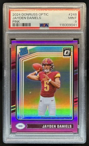 2024 Panini Donruss Optic Jayden Daniels Pink Rated Rookie #248 Commanders PSA 9
