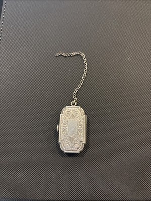 Antique Sterling BB Co. Bliss Brothers Locket Etched Pendant Necklace